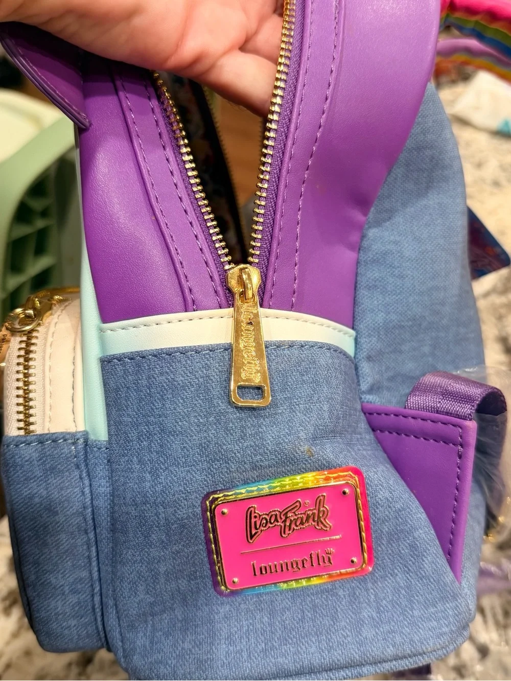 Lisa Frank Rainbow Striped Purple Mini Backpack